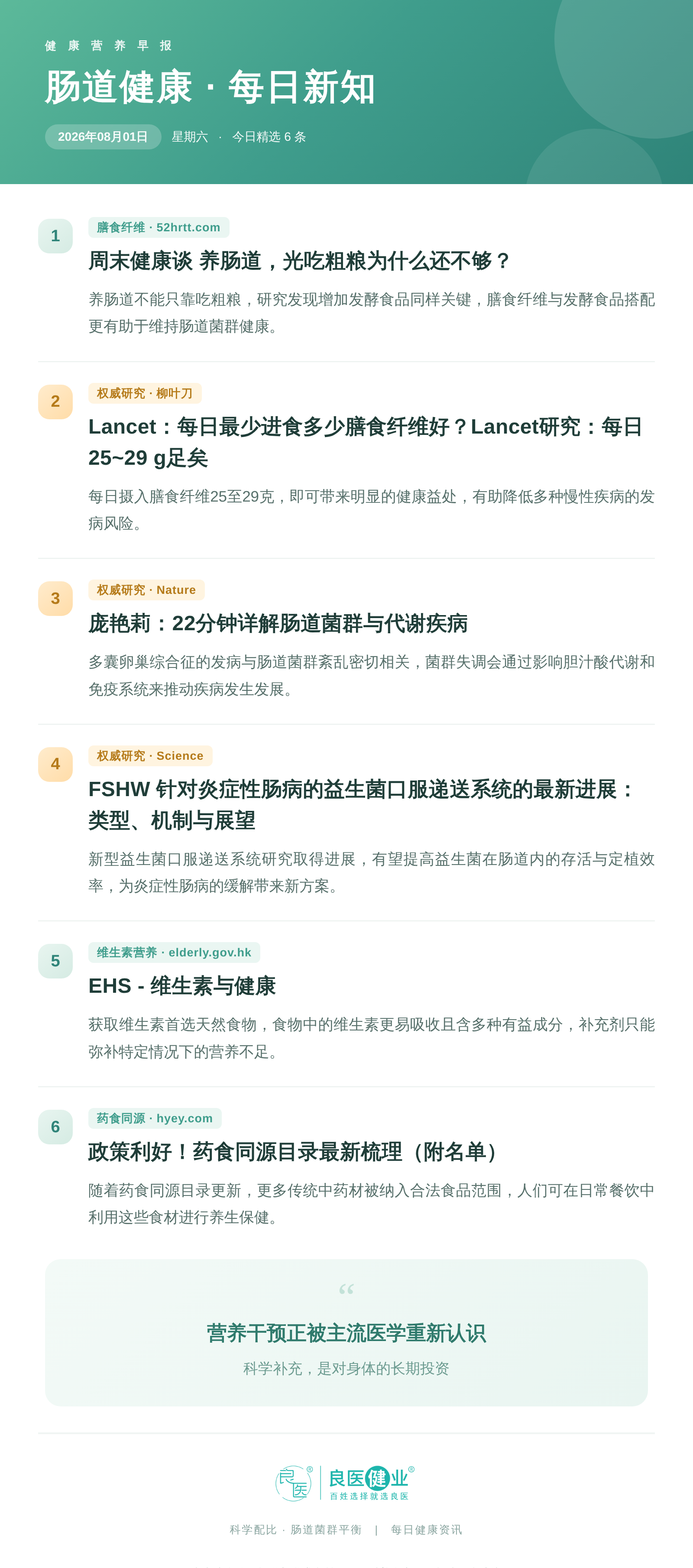 2026年8月1日 健康早报